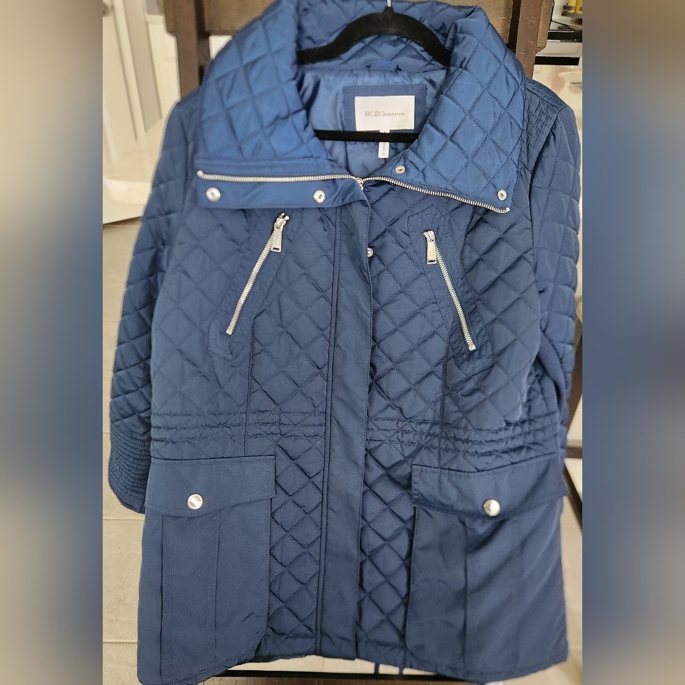 BCBGeneration | Quilted Rain Coat | Navy | Size XL